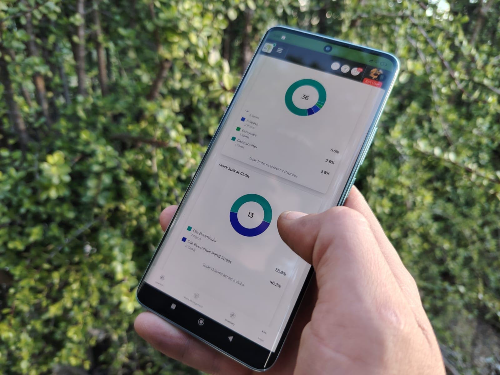 GOAlite Cannabis Cultivation Management Software on mobile device being used to view inventory at clubs