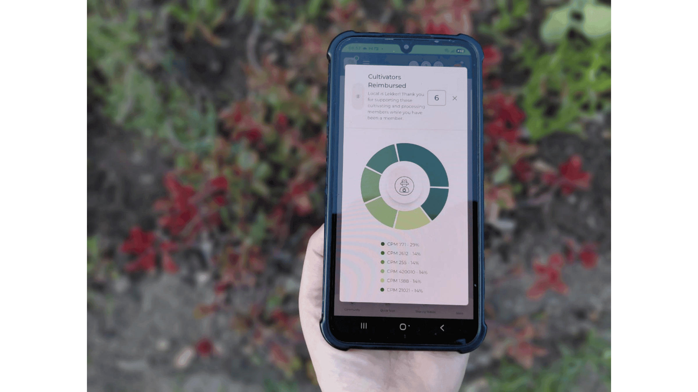 GOAlite Cannabis Management Software on mobile showing which cultivators a member has reimbursed